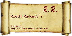 Rieth Radomér névjegykártya